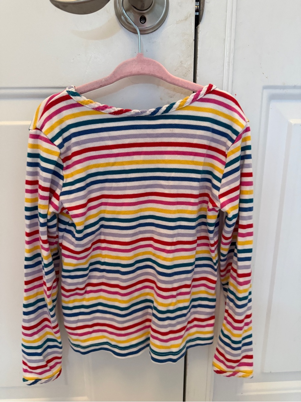 Hanna Andersson Rainbow Stripe Long-Sleeve Tee - White Multi